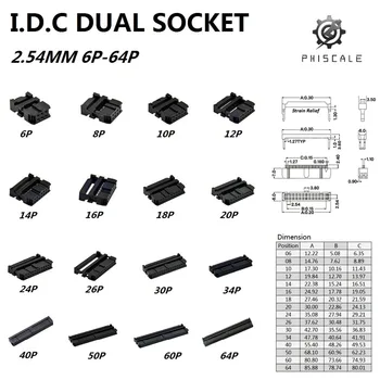 PHISCALE 10buc idc socket 3 în 1 de sex feminin conector idc 2.54 mm idc socket 26P rând dublu 2x13 Pin