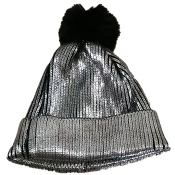 Noul Curcubeu Pompom Chelioși Căciuli, Pălării Tricotate Cald Capac De Iarna Pentru Femei, Barbati Hip Hop Metalic Strălucitor Bonnet Capac De Dropshipping