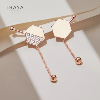 Thaya Design Creativ Formă Moleculară Moda Ureche Stud Placat cu Aur de 18K Cristal Zircon Ureche Stud Pentru Femei 2020 Bine de Bijuterii Cadou