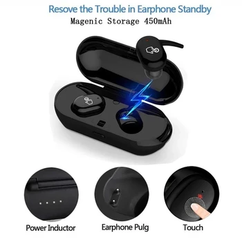 TWS Bluetooth 5.0 Căști Cu Încărcare Cutie Căști Wireless Stereo 3D Sport rezistent la apa Căști Căști Cu Microfon