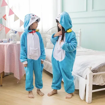 Doraemon Pisica Animal Pijamale Copii Onesies copii Cosplay Costum Unisex halat de haine pentru copii Baieti Fete Flanel Pijamale Pijama