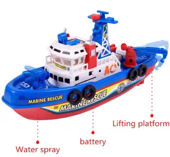 Simulare Model Electric Fireboat cu Muzica Lumini Amuzant Pulverizat de Apă Barca Model de Jucarii pentru Copii Scăldat de Înot Jucarii Cadou