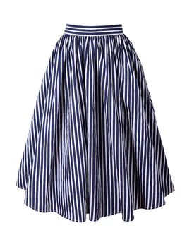 45 - femei vintage 1950 dungă albastră de imprimare de înaltă talie cutat fusta swing pin-up rockabilly fuste plus dimensiune 4xl saia faldas
