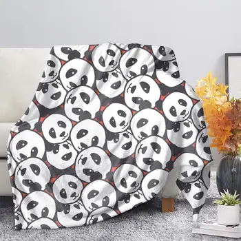 HUGSIDEA Super Moale Pătură de Călătorie Panda Minunat Tipărite Flanel Pătură de Lână pentru Femei, Copii Scaun Canapea lenjerie de Pat Pătură