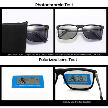 VIVIBEE Bărbați Avansate Fotocromatică ochelari de Soare Polarizate TAC TR90 Luminii la Pătrat Cadru de Tranziție Lentile de Culori de Conducere Ochelari de Soare