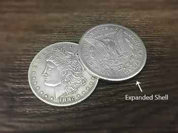 Morgan Dollar și Extins Shell (Coada) Set de Monede Magic Recuzita Pusti de Aproape Trucuri Magice Accesorii Iluzii Magicieni