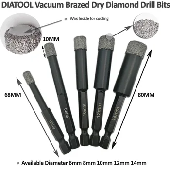DIATOOL 3PK (8 MM+10 MM+12 MM) Vid Brazate Diamant de Foraj Biți pentru Piatra Porțelan/Faianta Zidarie Uscata de foraj quick-fit Coadă