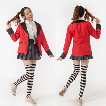 Anime Kakegurui Jucător Compulsiv Yomoduki Runa Cosplay Costum Set Complet Drăguț Urechi de Iepure Hanorace Fete JK Uniforme Școlare Peruca