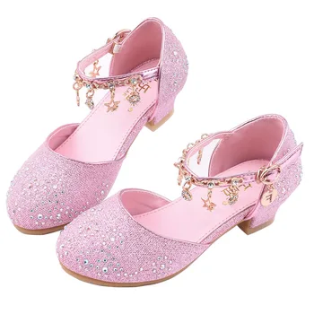 Copii Pantofi pentru Fete Printesa Adidași din Piele de Moda Solid de Culoare Stras Tocuri inalte Fete Pantofi de Partid Mare Fata de Pantofi SW007