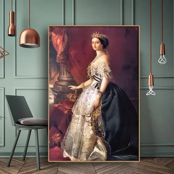 Eugenie de Montijo de Franz Xaver Winterhalter Portret Pictura in Ulei Pe Panza, Arta de Perete Postere și de Imprimare Imagine pentru Camera de zi