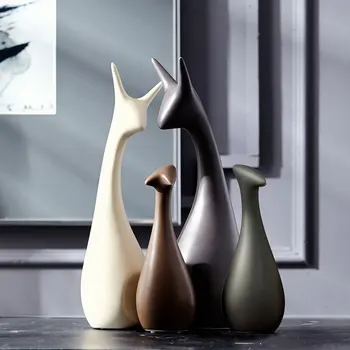 Creative Nordic Moderne Swan Cerb Cat Elefant Figurine De Familie Acasă Decorare Ceramică Artizanat Nunta Ornamente Statuie
