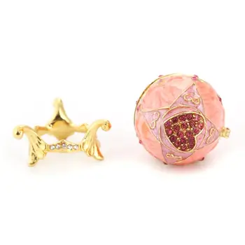 Roz Faberge-Ouă Pictate manual, Bijuterii Breloc Cutie Cadou pentru Paște Decor Acasă