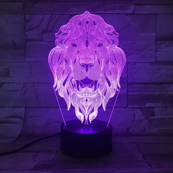 Față de leu Lumina de Noapte În 7 Culori Schimbare de Animale a CONDUS Lumini de Noapte 3D de Birou LED-uri Lampă de Masă pentru Copii Prieteni Acasă Decorare Cadou
