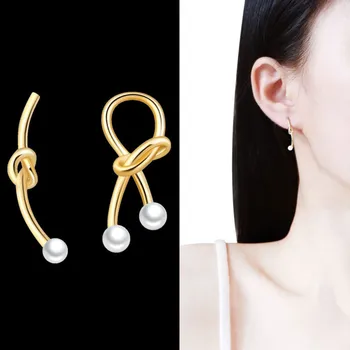 INALIS Cupru Cercei Pentru Femei de Aur Knot Stud Cercel Inlay Imitație Pearl Cadou Bijuterii de Moda Da Prietena