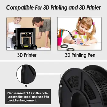SUNLU PLA Fibra de Carbon 3D Printer Filament Precizie Dimensională 1,75 mm+/-0.02 mm 1KG (2.2 lb) Bobină Negru