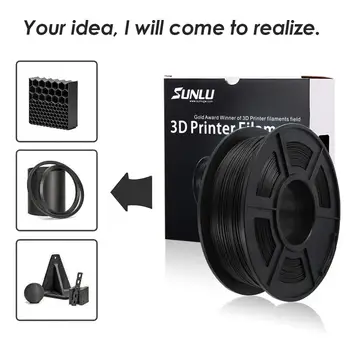 SUNLU PLA Fibra de Carbon 3D Printer Filament Precizie Dimensională 1,75 mm+/-0.02 mm 1KG (2.2 lb) Bobină Negru
