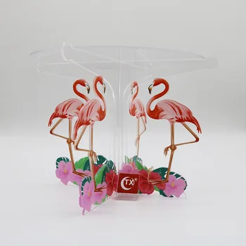 1 Lega Acrilic Transparent Suport Tort cu Flamingo Roz Decoratiuni Nunta / Ziua / Logodna/ Anniverysary Partid Decor