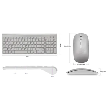 Ultra-Subțire de Afaceri de Tastatură și Mouse Wireless Combo 102 Taste Low-Zgomot Wireless Keyboard Mouse-ul pentru Mac Pc Win XP/7/10 Tv Box
