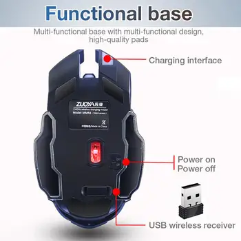 2020 Nou Tăcut Gaming Mouse Wireless 2.4 GHz 2000DPI Reîncărcabilă, fără Fir mouse USB Optic Joc de Fundal Mouse-ul Pentru Laptop PC