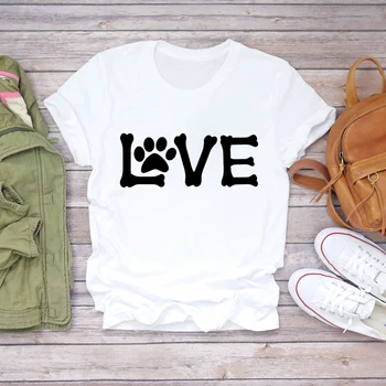 Femei T-shirt Dragoste de Câine animal de Companie Pisica 90 de Animale de Imprimare Kawaii Femei Graphic T de Sus Doamnelor Imprimare Doamna Tricou Femei Tee T-Shirt