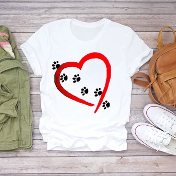 Femei T-shirt Dragoste de Câine animal de Companie Pisica 90 de Animale de Imprimare Kawaii Femei Graphic T de Sus Doamnelor Imprimare Doamna Tricou Femei Tee T-Shirt