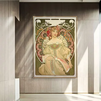 Alphonse Mucha Epocă Panza de Artă Postere Si Printuri Art Nouveau Femeie Panza Picturi Pe Perete Imagini de Artă Pentru Camera de zi