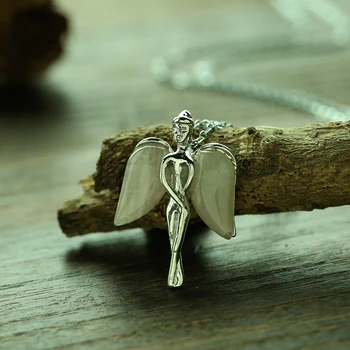 Reiki înger colier pandantiv de piatra naturala bărbați și femei înger apelantului vindecare cristal de cuarț, opal pandantiv piatra mov bijuterii