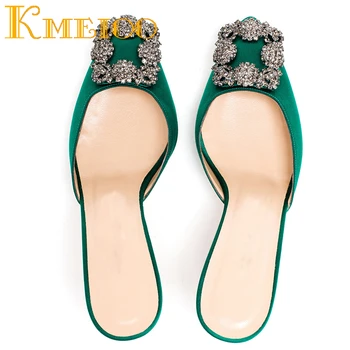 Kmeioo Femei Catâr Pantofi Diamant Sandale Subliniat Toe Cristal Pisoi Toc Catâr Diapozitive Rochie De Seara, De Nunta De Moda Pantofi De Vara