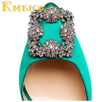 Kmeioo Femei Catâr Pantofi Diamant Sandale Subliniat Toe Cristal Pisoi Toc Catâr Diapozitive Rochie De Seara, De Nunta De Moda Pantofi De Vara