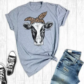 Femeile Vacă T-Shirt Ferma Tricouri Amuzante Grafic Tricou Bandană Vaca Tricou Fermiera Tricou Țară Tricou Tricouri Sud