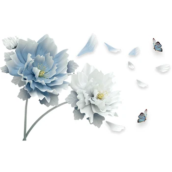 Romantic Fluture Albastru Flori Autocolant De Perete Decor Acasă Detașabil Murală Autocolante Decorare Camera Auto Adeziv