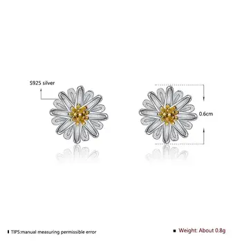 LEKANI S925 Argint Micul Daisy Stud Cercei Pentru Femeile Puritate Crizantema Cercei Bijuterii Prietena Recomanda