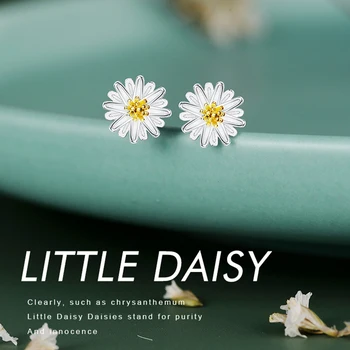 LEKANI S925 Argint Micul Daisy Stud Cercei Pentru Femeile Puritate Crizantema Cercei Bijuterii Prietena Recomanda