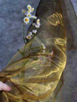 Aur Tesatura Organza Dantelă Tul DIY Voal Partid Decor bazin riche Fusta rochie de Printesa cu Laser Designer Tesatura 50*150cm