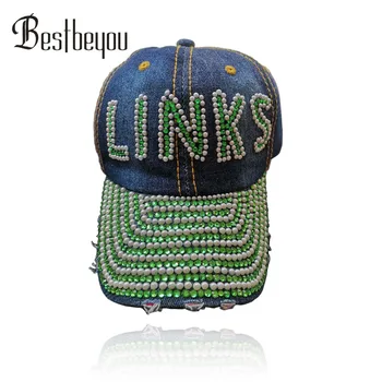 Drop shopping hande made personalizate de baseball Link-uri Încorporate Logo-ul personalizat Denim capac Pălărie