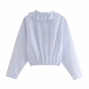 Toamna Uscat Bluza Femei Anglia Stil Vintage Cascasing Simplu, Elegant, Casual Blusas Mujer De Moda 2020 Scurtă Tricou Topuri