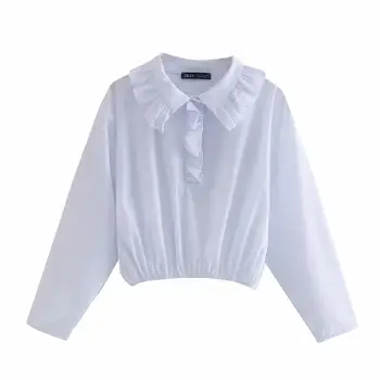 Toamna Uscat Bluza Femei Anglia Stil Vintage Cascasing Simplu, Elegant, Casual Blusas Mujer De Moda 2020 Scurtă Tricou Topuri