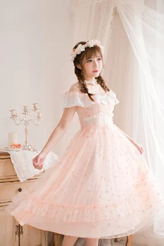 Printesa lolita dulce Candy Ploaie rochie Japoneză dulce Floral Rochie de Șifon subțire Bretele rochie C22AB7155