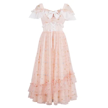 Printesa lolita dulce Candy Ploaie rochie Japoneză dulce Floral Rochie de Șifon subțire Bretele rochie C22AB7155