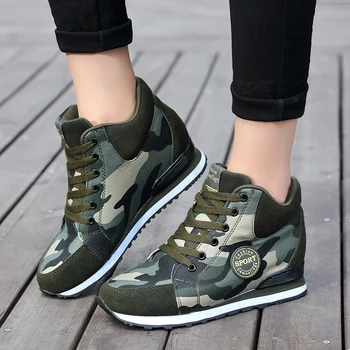Damyuan Platforma Pantofi Femei Camuflaj Crescut Platforma Pantofi De Panza Vulcanizat Pantofi Glezna Cizme Pentru Femei Pantofi Armata Verde