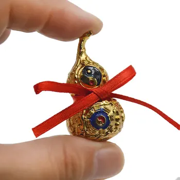 Chineză Feng Shui De Culoare Retro Tai Chi Wu Lou Hu Lu Miniaturas Aliaj De Cupru Tărtăcuță Amuleta Acasă Decorare Accesorii Vintage S