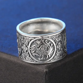 V. YA Reale 990 Pur Bijuterii de Argint de Epocă FourAancient ia Dragon Inele pentru Bărbați de Înaltă Calitate Inel de Argint Bijuterii