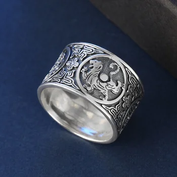 V. YA Reale 990 Pur Bijuterii de Argint de Epocă FourAancient ia Dragon Inele pentru Bărbați de Înaltă Calitate Inel de Argint Bijuterii
