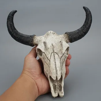 Oaia Cap de Craniu Longhorn Sculptura Rășină 3D Coarne Craniu Ornament Figurine Meserii Acasă Decor de Perete Ornamente de Halloween Antic