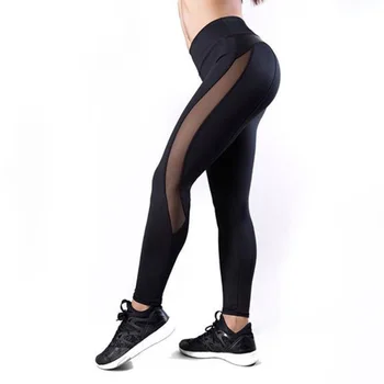 2020 Nou Solidă Talie Mare de Fitness Sexy Legging pentru Femei Inima Antrenament Leggins de Moda de sex Feminin Plasă Și Piele PU Mozaic Jambiere