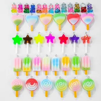 40pcs mai Multe Stiluri de Rășină Farmec Urs Drăguț inghetata Lollipop Charm Handmade Pentru Bijuterii Cercei Brățară DIY Accesorii