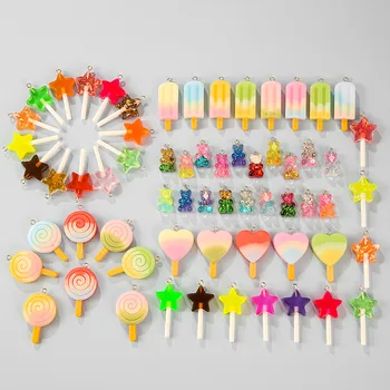 40pcs mai Multe Stiluri de Rășină Farmec Urs Drăguț inghetata Lollipop Charm Handmade Pentru Bijuterii Cercei Brățară DIY Accesorii