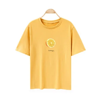 Noi de Vara cu Maneci Scurte-coreean O-Gât Casual Fructe de Imprimare de Moda T-shirt, Tee Shirt Ușor de Potrivire женская tricouri Top