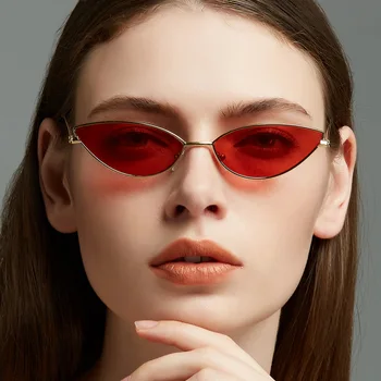 Retro Mic Ochi de Pisica ochelari de Soare pentru Femei Brand Designer de Metal de Epocă Ocean Obiectiv triunghiular Ochelari de Soare oculos feminino UV400