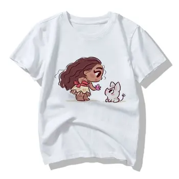 Moda T-shirt Copii Drăguț Printesa Si Animalele O-gât Topuri Fete Unisex Kawaii Amuzant Estetice Fete Haine cu Maneci Scurte